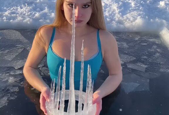 Meet the Ice Queen of Russia Anna Galkina's Extreme Ice Plunge Stunt